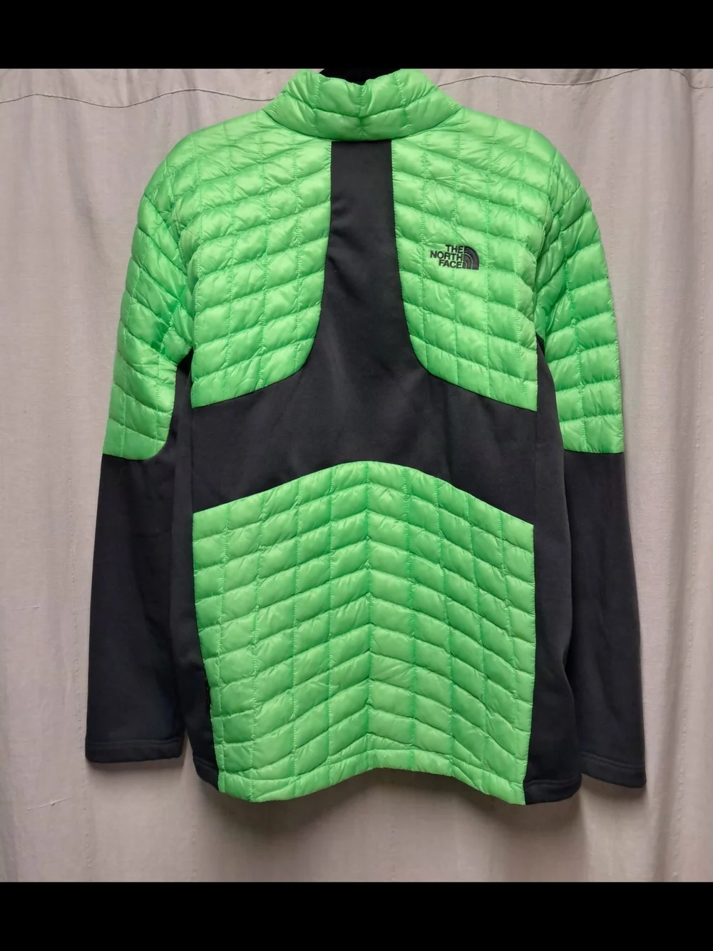 The North Face Neon Green Quilted Puffer Jacket with Charcoal Sleeves